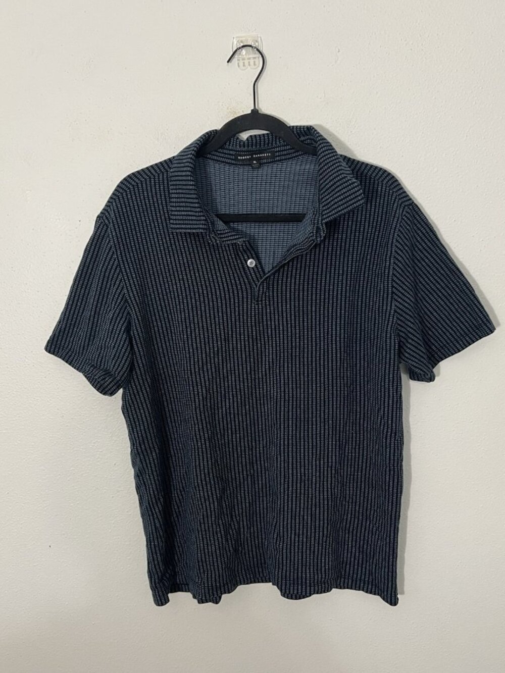 Robert Barakett Black And Blue Patterned Polo Size XL